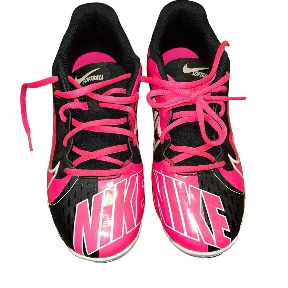 NIKE GIRLS HYPERDIAMOND KEYSTONE pink black softball cleats size 5.5y youth